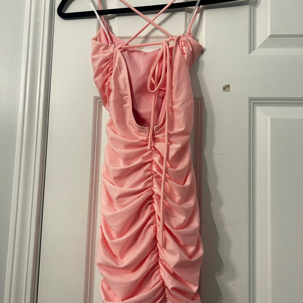 Pink Ruched Slip Dress - Picture 2 of 2